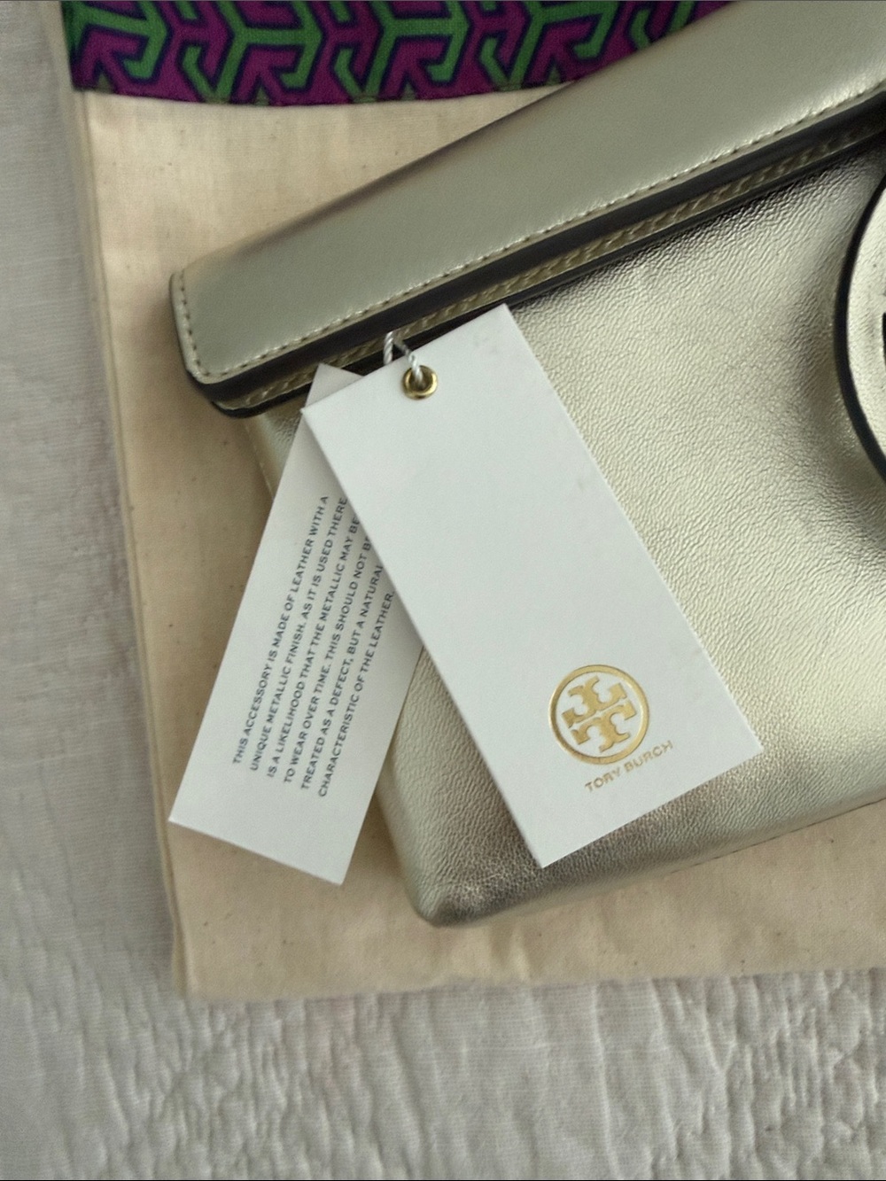 TORY BURCH Miller Clutch Bag Gold Leather Clutch Bag - Picture 13 of 16